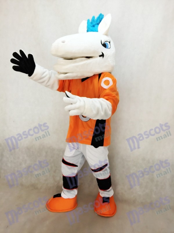Mustang Horse Broncos with Blue Mane Mascot Costume