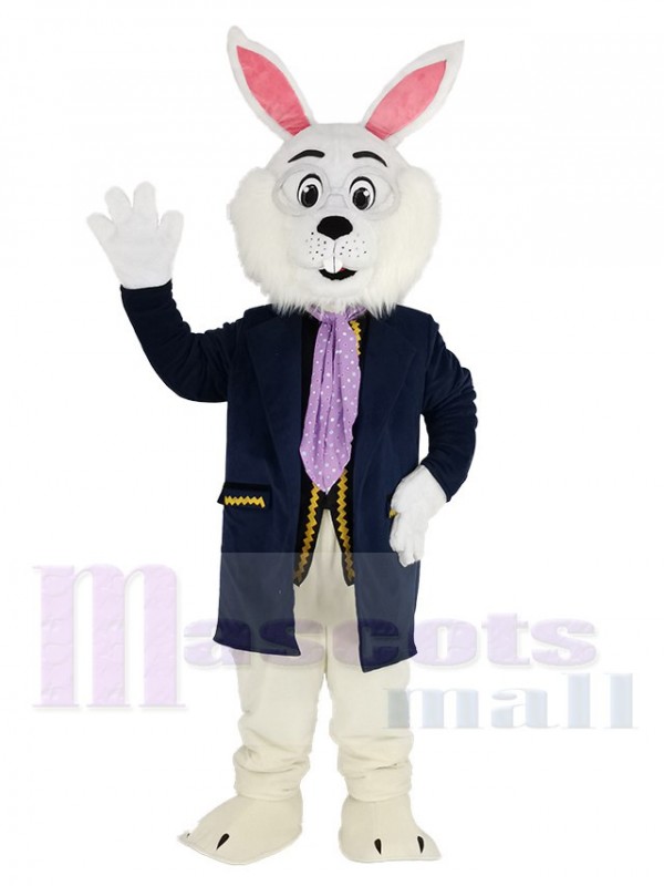 Easter Blue Bunny Rabbit in Blue Suit Mascot Costume