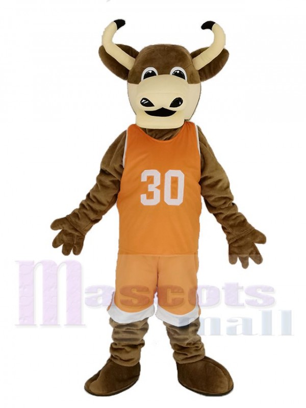 Brown pig mascot with blue eyes in sportswear - Sizes L (175-180CM)