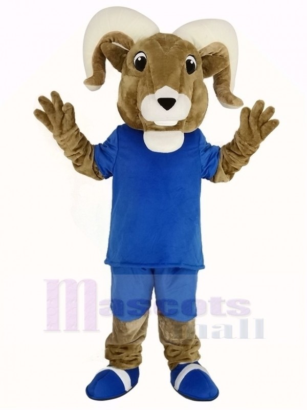 Sport Ram with Blue T-shirt Mascot Costume Adult