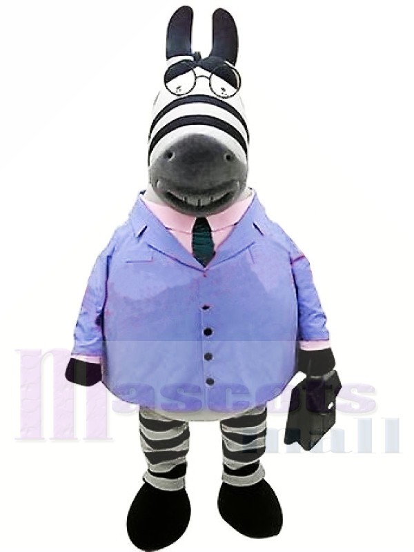 Business Zebra in Blue Suit 