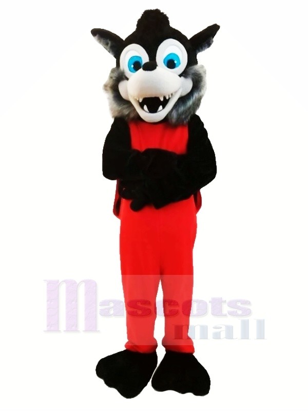 Gray Wolf with Red Clothes Mascot Costume Animal