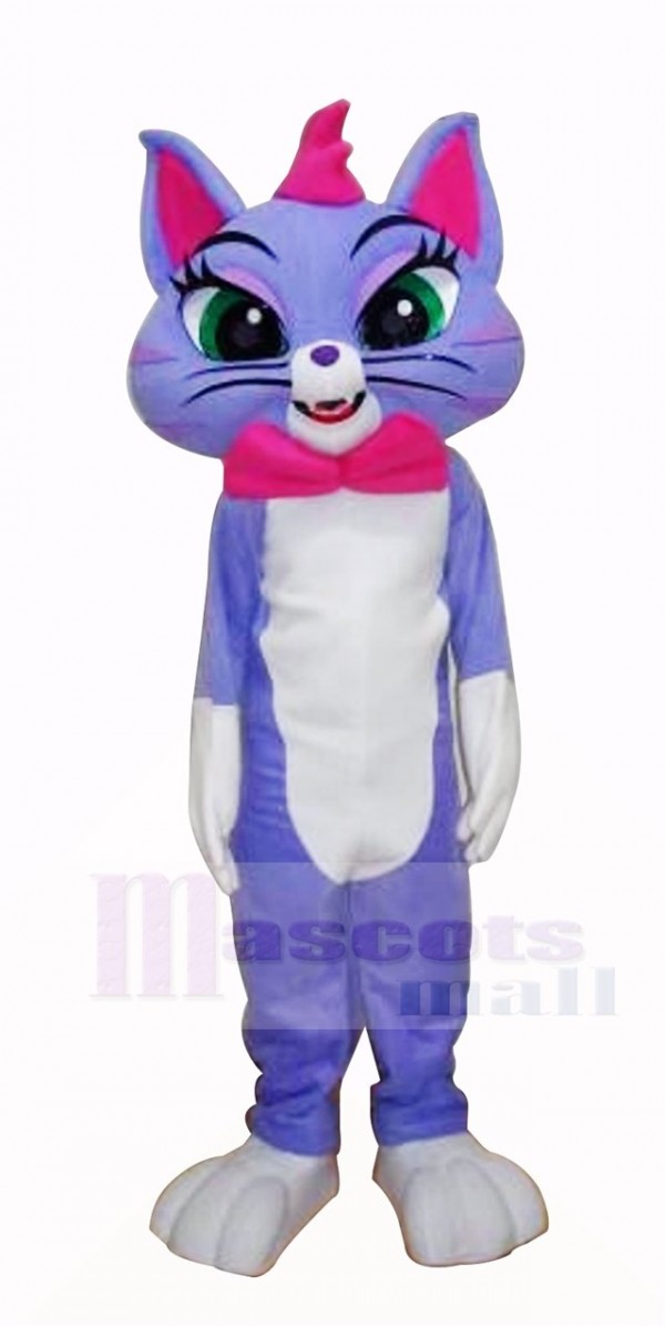 Blue Cat with Big Eyes Mascot Costumes Cartoon	