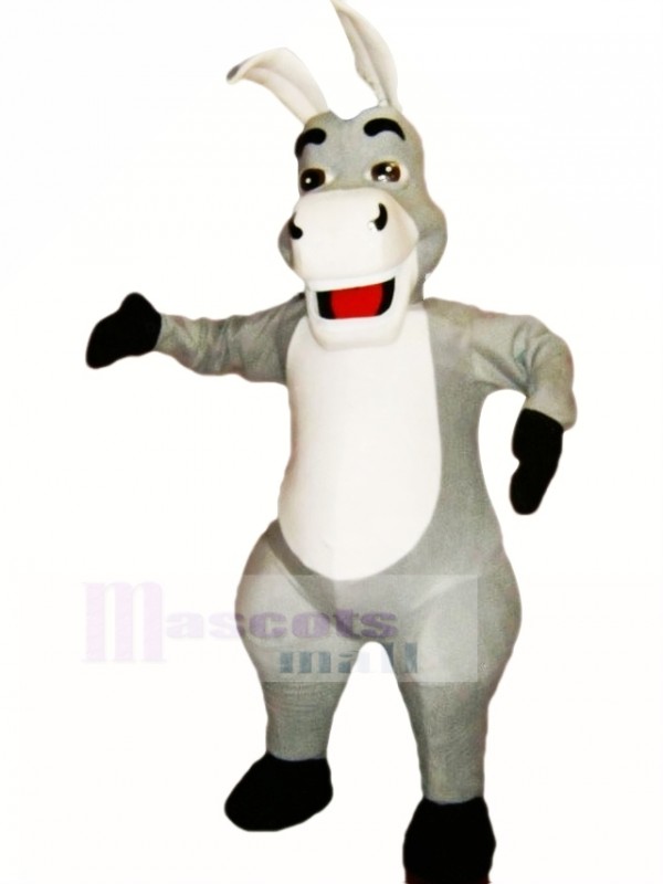 Cute Grey Donkey Mascot Costume Cartoon