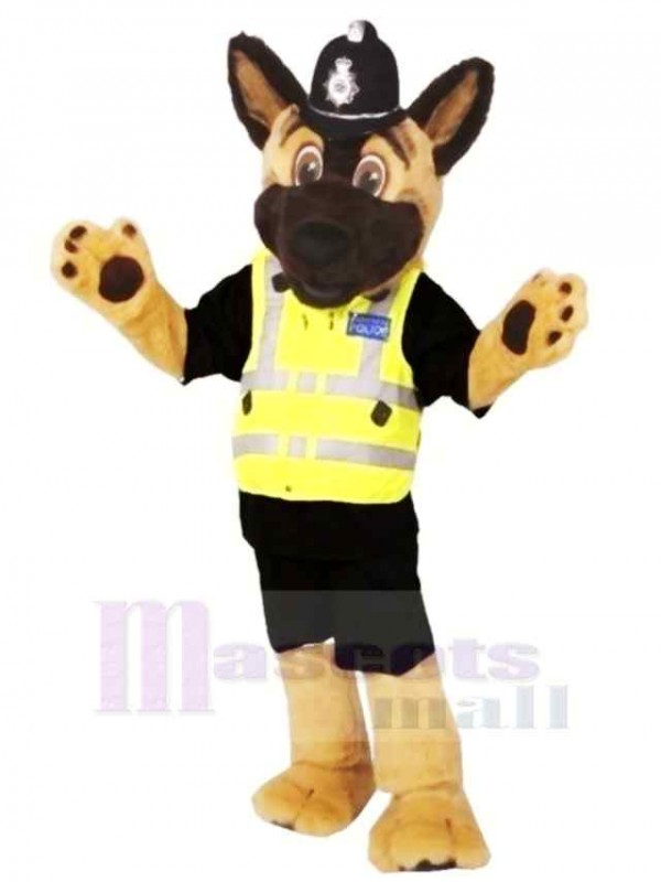 Brown and Black Staffs Police Dog Mascot Costume Cartoon