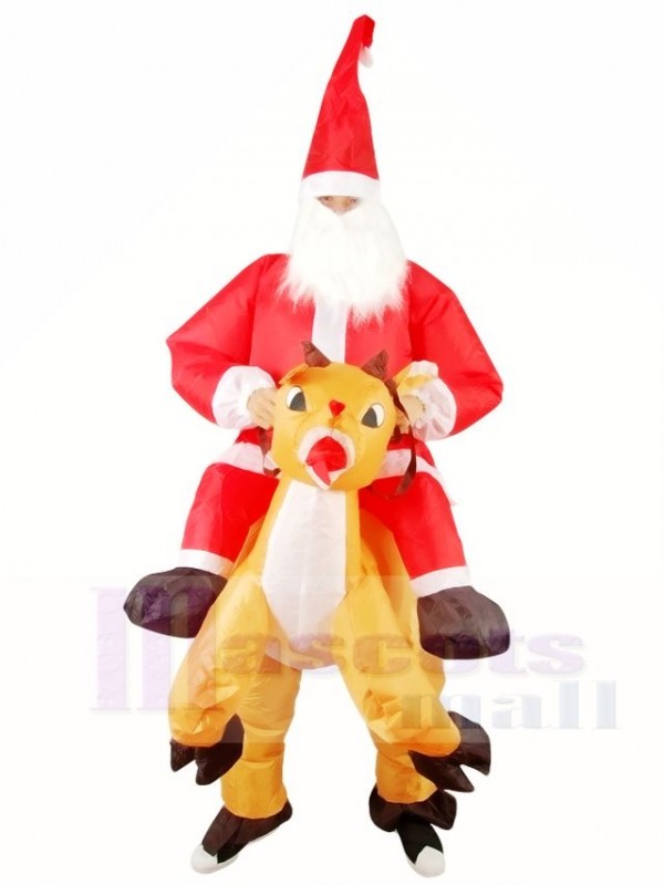 Reindeer Carry Santa Claus Father Christmas Inflatable Halloween Xmas Costumes for Adults