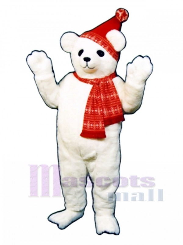 Snow Bear with Hat & Scarf Mascot Costume