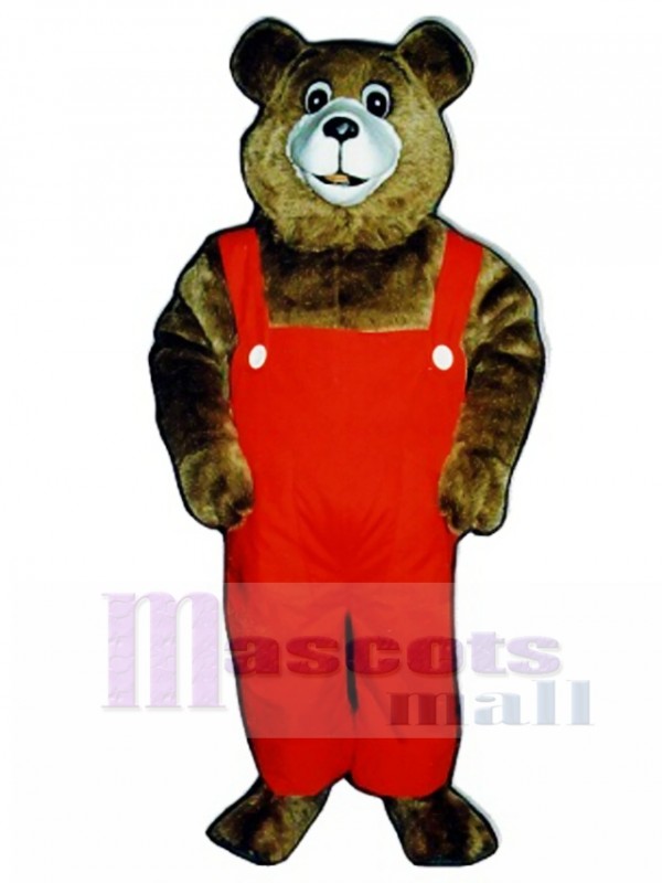 New Tommy Teddy Bear with Overalls Mascot Costume
