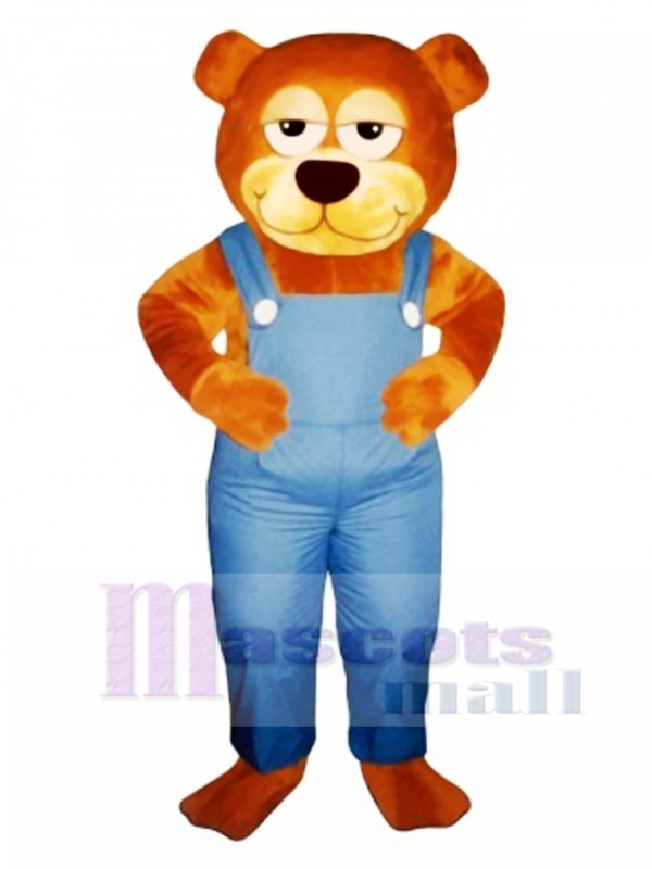 Cute Gardener Bear with Overalls Mascot Costume