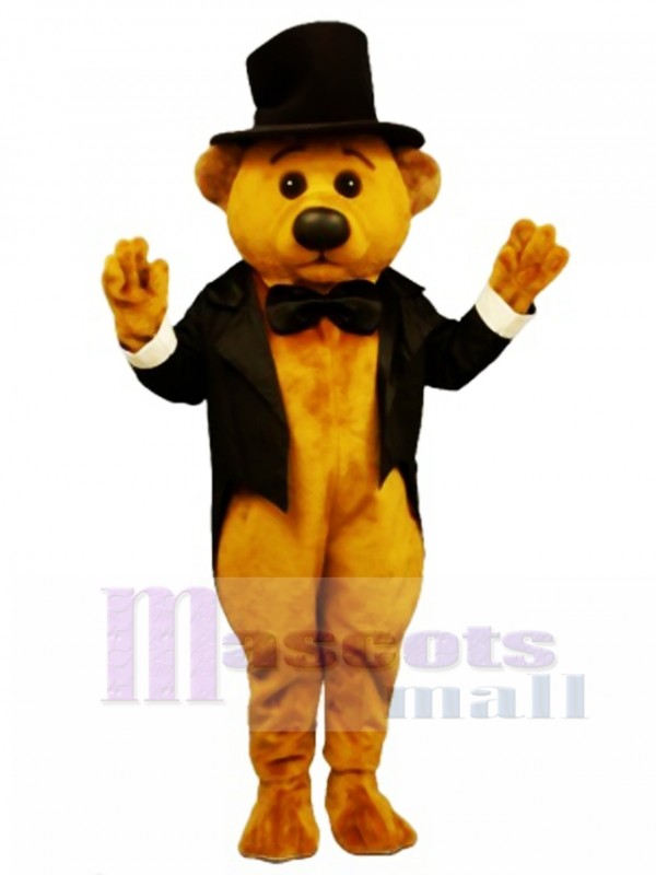 New Sophisticated Bear with Tailcoat & Hat Mascot Costume