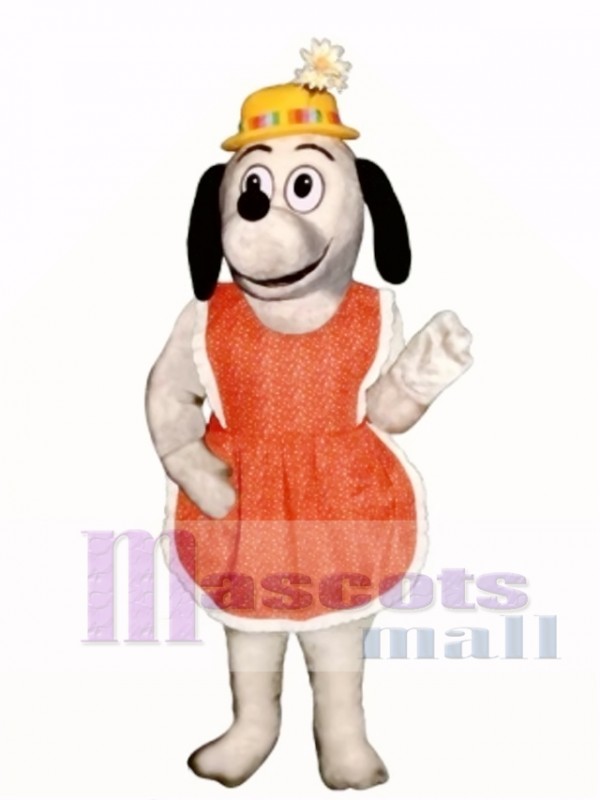 Cute Gertie Greyhound Dog with Apron & Hat Mascot Costume
