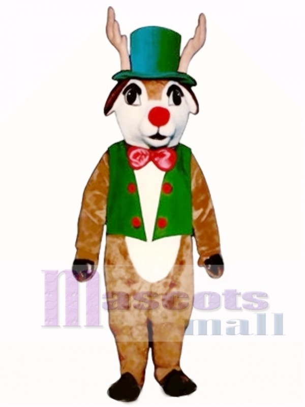 Yuletide Deer with Vest, Hat & Bowtie Mascot Costume