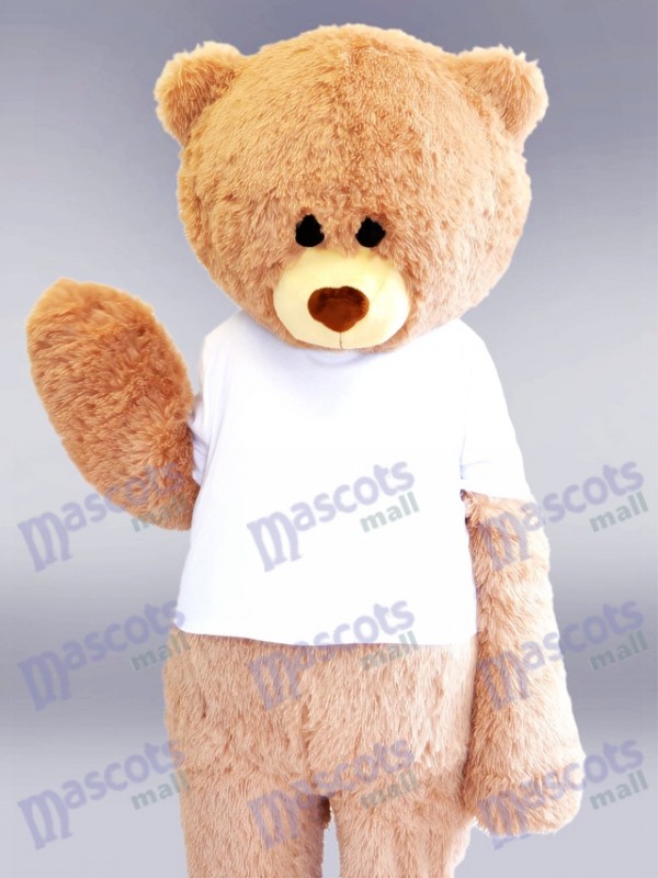 White Shirt Beige Bear Mascot Costume