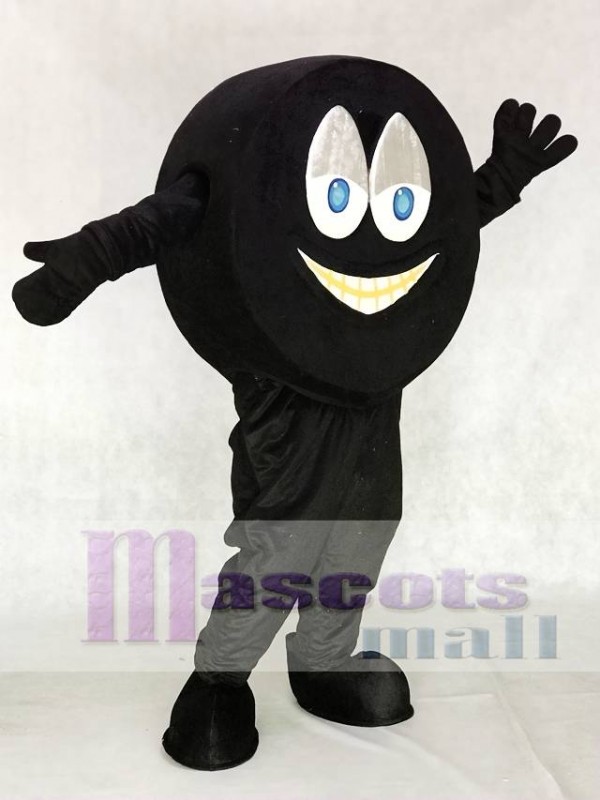 Black Hockey Puck Mascot Costume