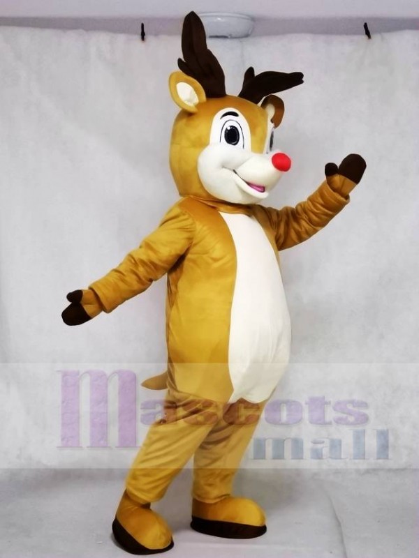 Cute Red Nose Rudolph Reindeer Mascot Costume Animal