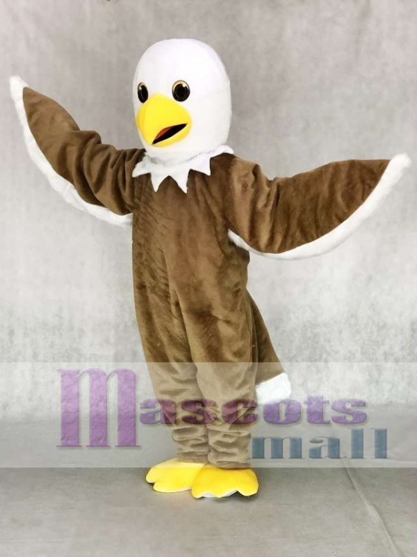 Cute Friendly Light Brown Eagle Mascot Costume