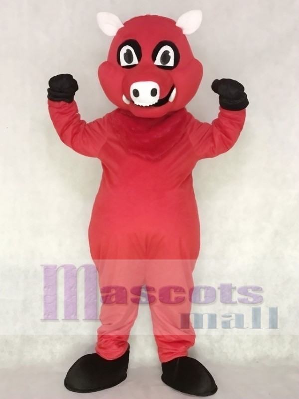 Red Razorback Feral Pig Hog Wild Boar Mascot Costume 