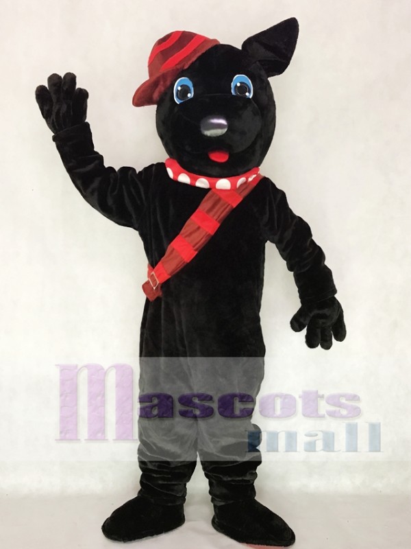 Black Scotty Dog Mascot Costume with Hat Animal 