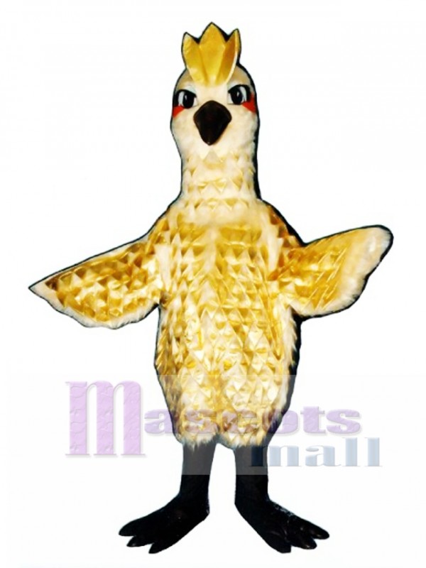 Cute Golden Phoenix with Gold Lame Feathers Mascot Costume