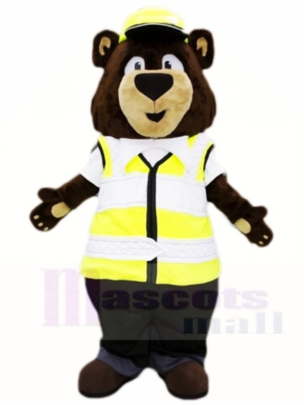 Traffic Police Brown Bear Mascot Costumes Animal