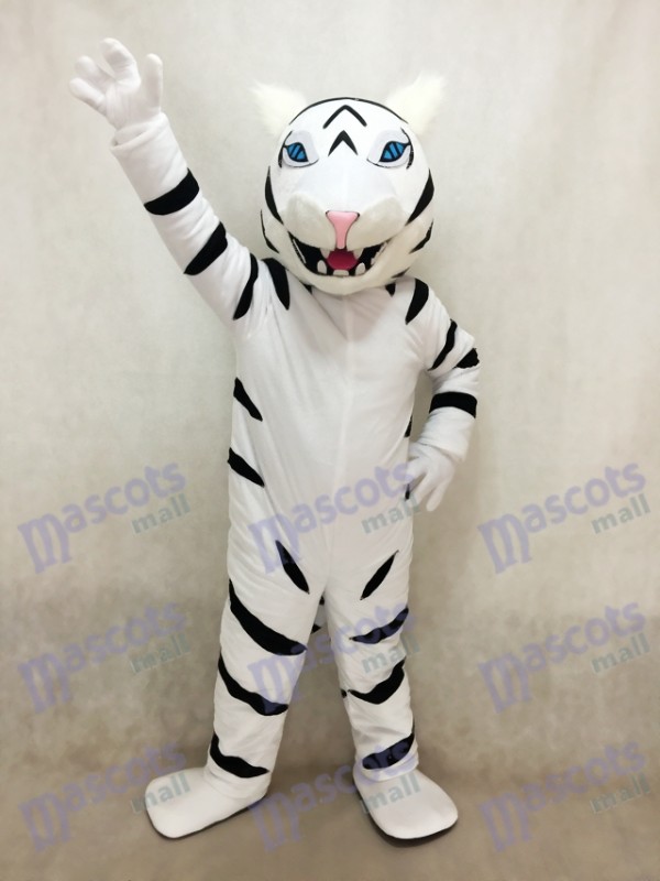 White Albino Tiger Mascot Costume with No Beard