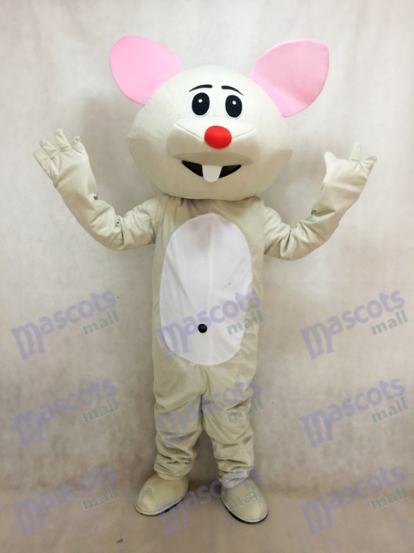 Gray Mouse With Red Nose Mascot Costume Animal 