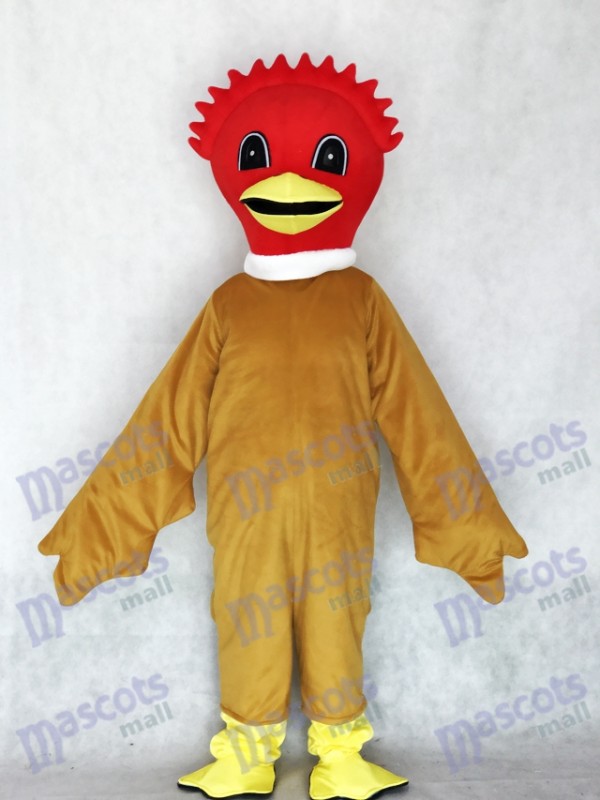 Scarlet Bird Mascot Costume with Brown Body Animal 