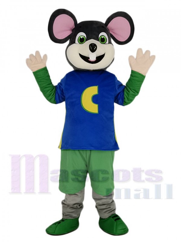 Chuck E. Cheese Mouse with White Face Mascot Costume