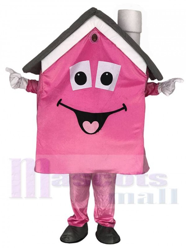 Pink Housing House Real Estate Agent Mascot Costume Promotion