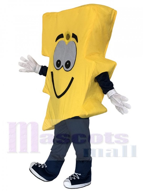 Cute Yellow Lightning Bolt Mr. Electric Mascot Costume