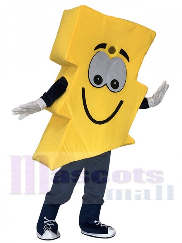 Cute Yellow Lightning Bolt Mr. Electric Mascot Costume
