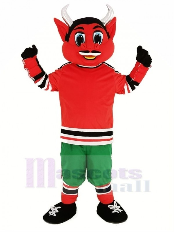 New Jersey Red Devil with Green Trousers Mascot Costume