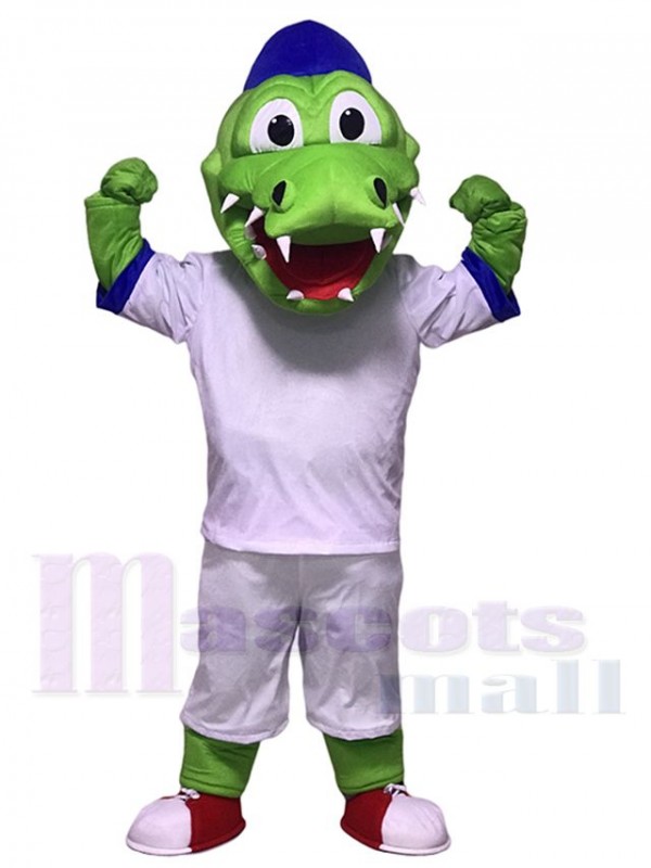 Cute Blue Hat Athlete Crocodile Alligator Mascot Costumes