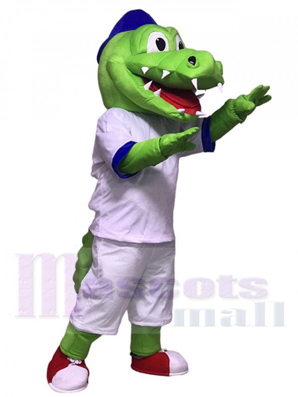 Cute Blue Hat Athlete Crocodile Alligator Mascot Costumes