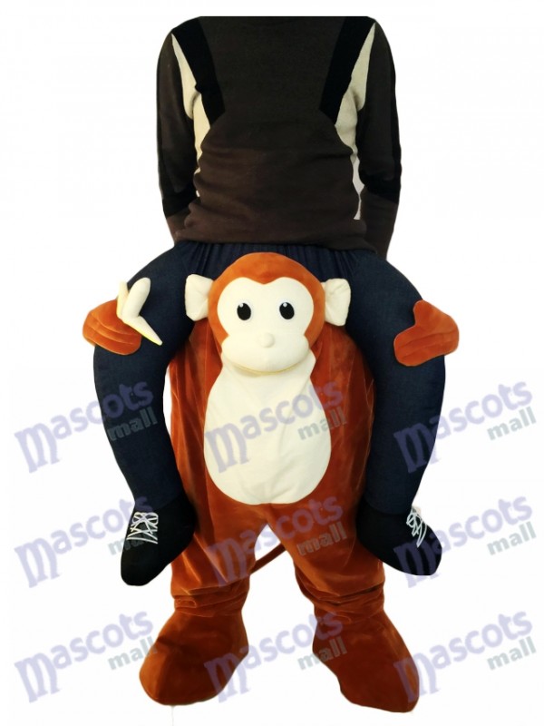Piggyback Monkey Carry Me Ride Brown Monkey with a Banana Mascot Costume