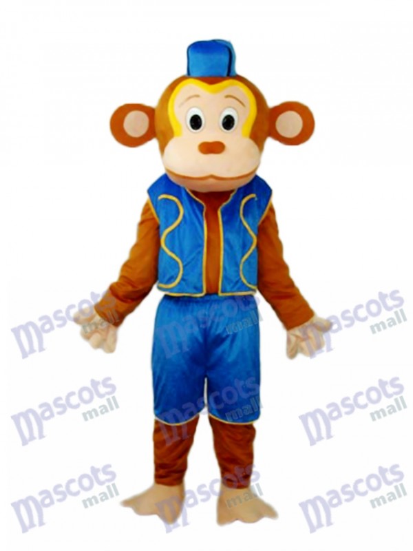 Clown Monkey in Blue Vest Mascot Adult Costume
