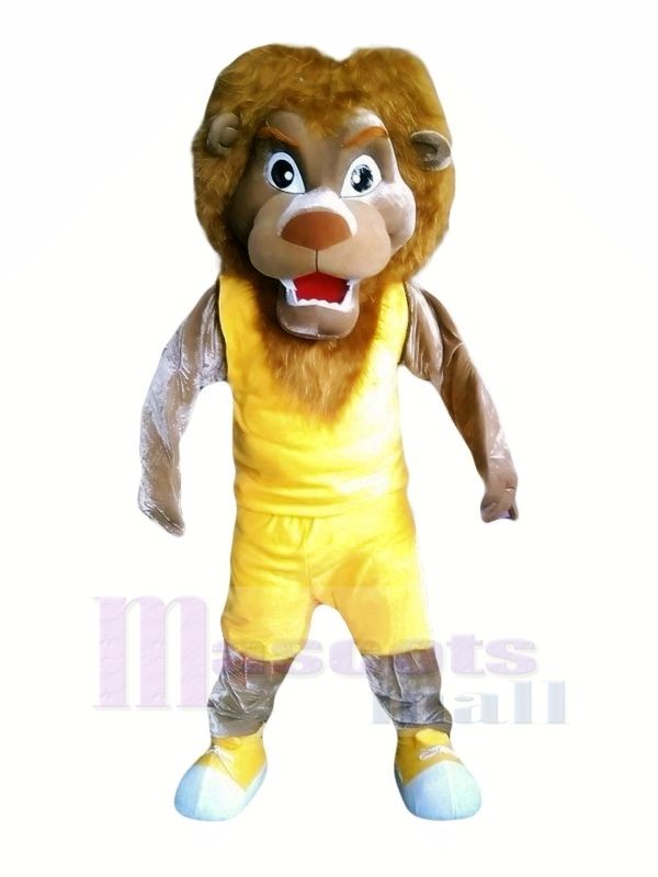 Lion with Yellow Vest Mascot Costumes Cheap