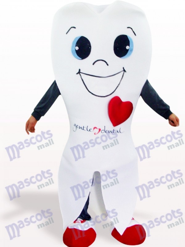 White Tooth Cartoon Adult Mascot Costume
