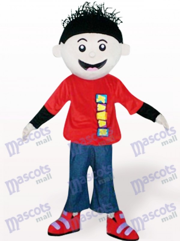 Red Boy Cartoon Adult Mascot Costume