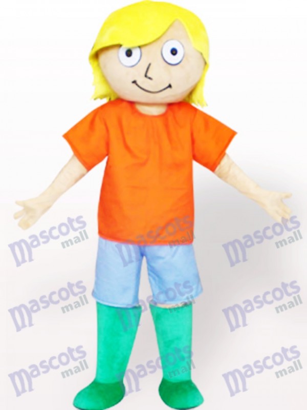 Yellow Hair Boy Cartoon Adult Mascot Costume