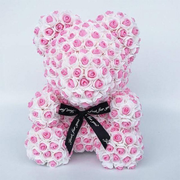 Newstyle Pink Rose Teddy Bear Flower Bear Best Gift for Mother's Day, Valentine's Day, Anniversary, Weddings and Birthday