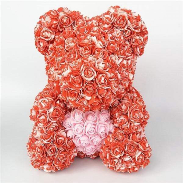 Newstyle Red Rose Teddy Bear Flower Bear with Pink Heart Best Gift for Mother's Day, Valentine's Day, Anniversary, Weddings and Birthday
