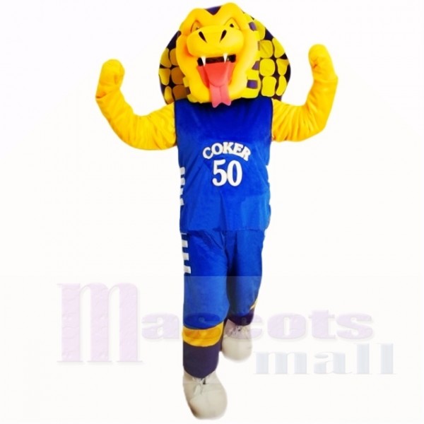 Sports Cobra Snake with Blue Shirt Mascot Costumes Cartoon