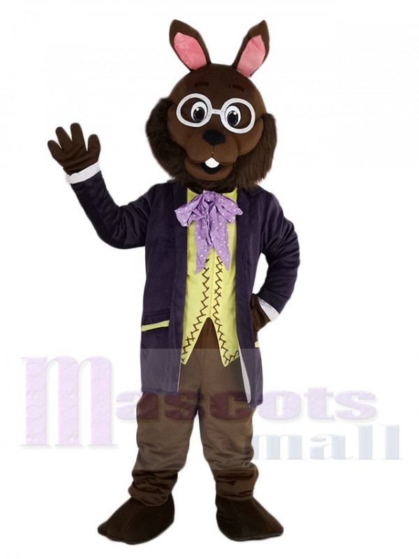 Mr.Bunny Rabbit in Purple Tuxedo Mascot Costume Animal