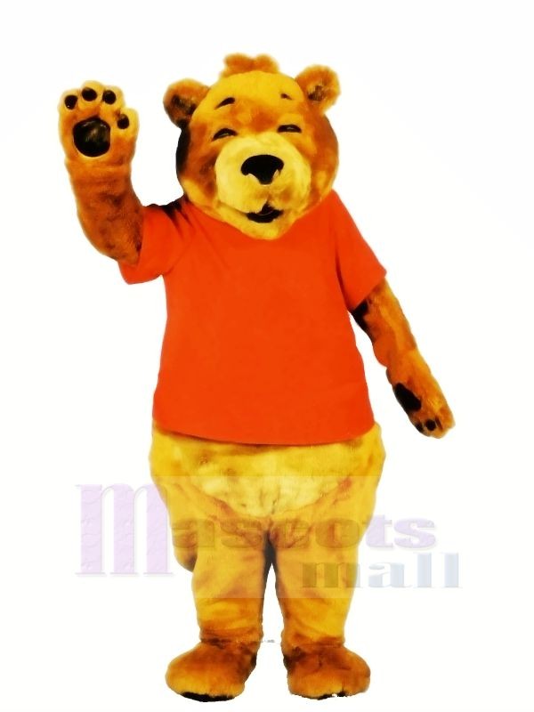 Smiling Bear in Orange T-shirt Mascot Costumes Cartoon