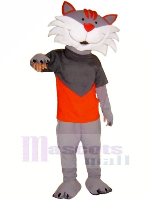 Happy Grey Cat Mascot Costumes Cartoon