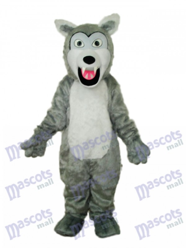 Small Long-haired Gray Wolf Mascot Adult Costume Animal 
