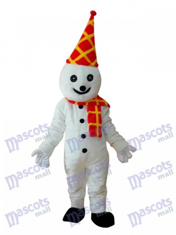 Snowman in Colorful Birthday Hat Mascot Adult Costume